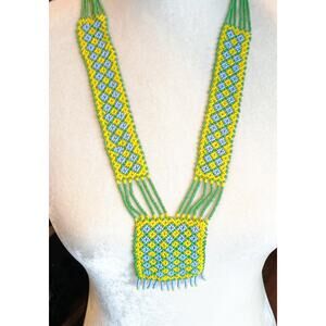 Vintage Ukrainian Gerdan Folk Art Hand Beaded Necklace